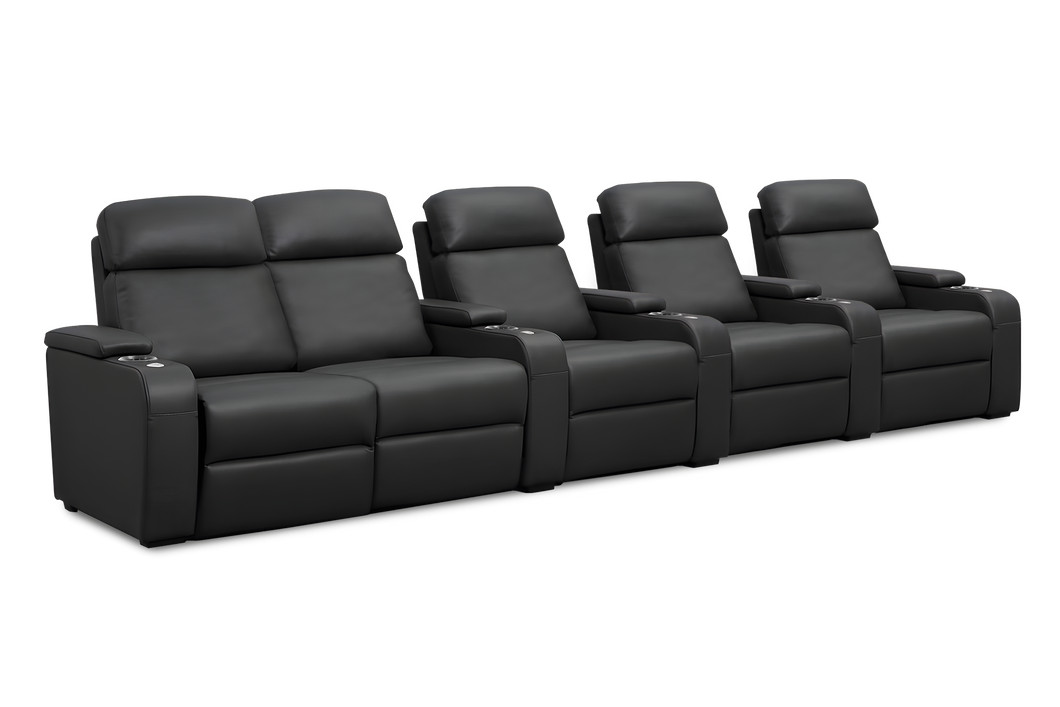 Valencia Bellagio Home Cinema Seating Power Recliner Row of 5 Loveseat Left, Black