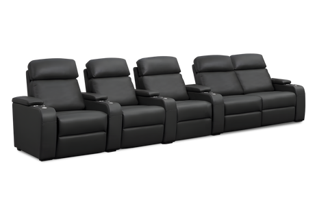 Valencia Bellagio Home Cinema Seating Power Recliner Row of 5 Loveseat Right, Black