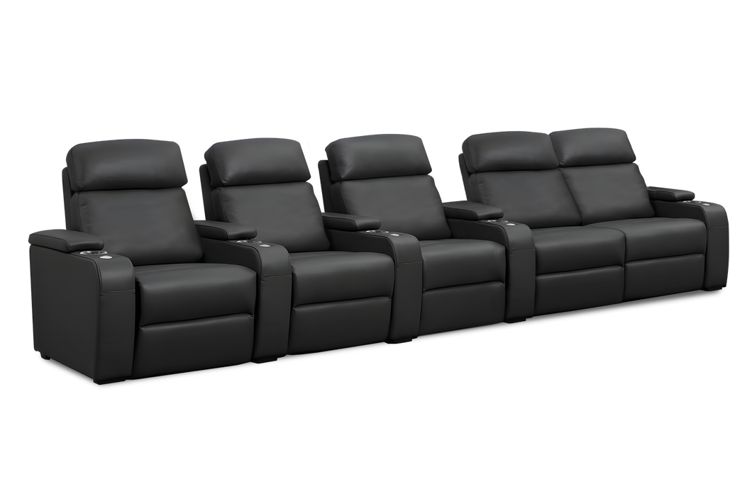 Valencia Bellagio Home Cinema Seating Power Recliner Row of 5 Loveseat Right, Black
