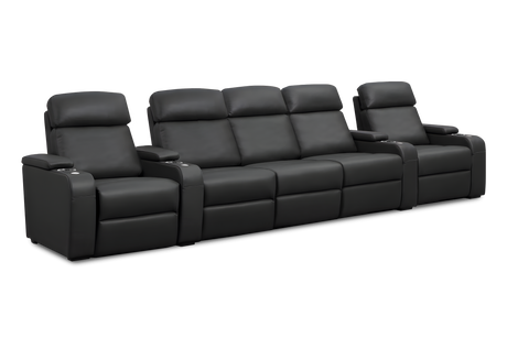 Valencia Bellagio Home Cinema Seating Power Recliner Row of 5 Set of 3 Center, Black