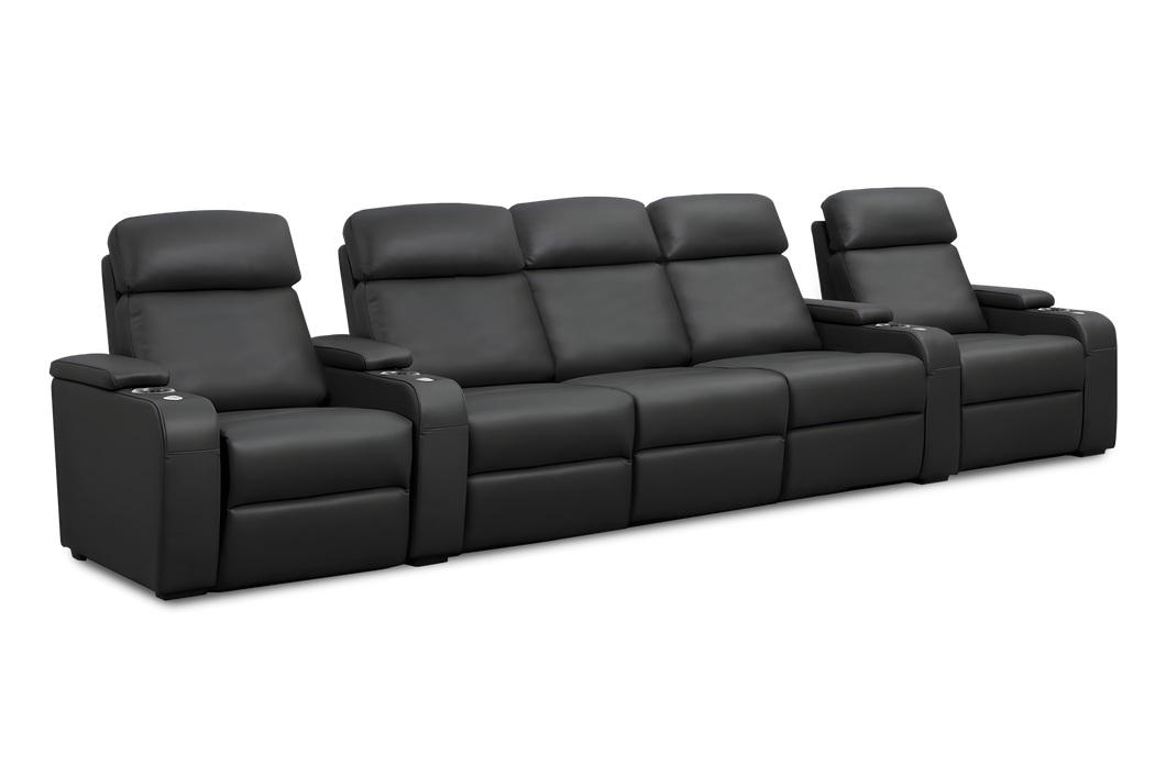 Valencia Bellagio Home Cinema Seating Power Recliner Row of 5 Set of 3 Center, Black