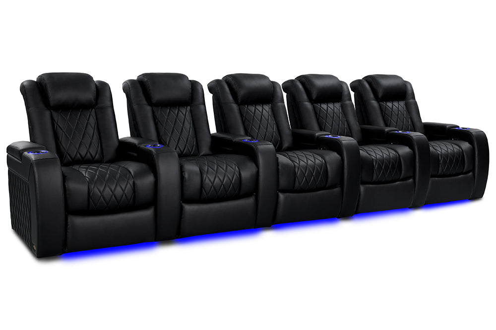 Valencia Tuscany Heat & Massage Home Theater Seating Row of 5 Black