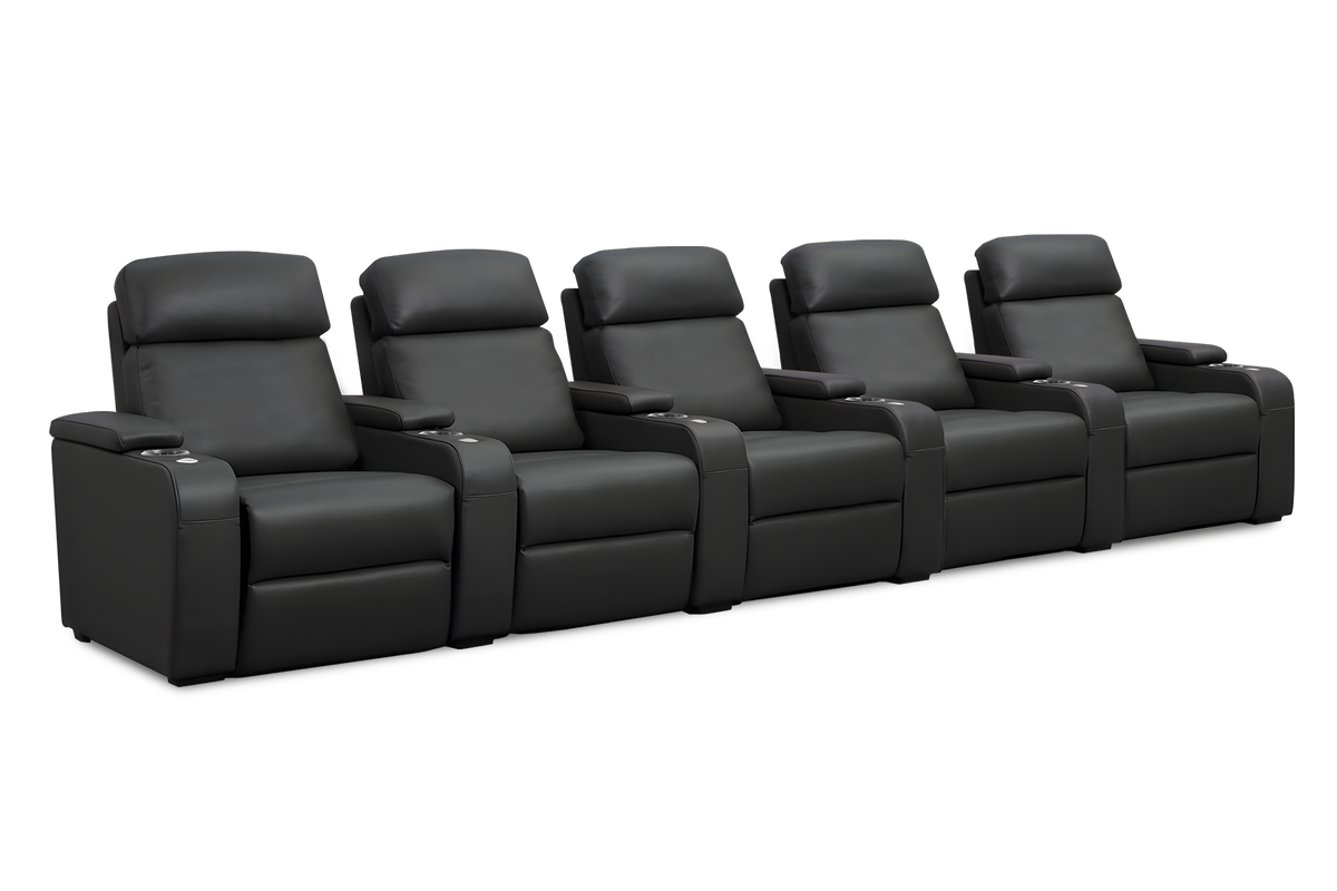 Valencia Bellagio Home Cinema Seating Power Recliner Row of 5, Black