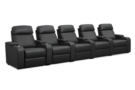 Valencia Bellagio Home Cinema Seating Power Recliner Row of 5, Black