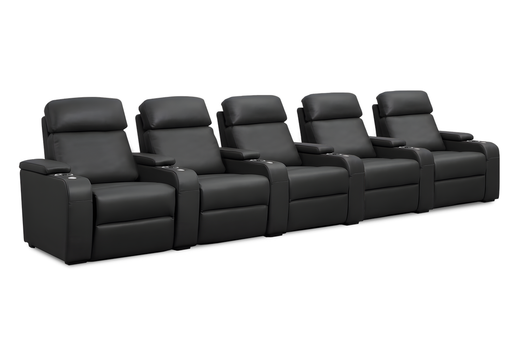 Valencia Bellagio Home Cinema Seating Power Recliner Row of 5, Black