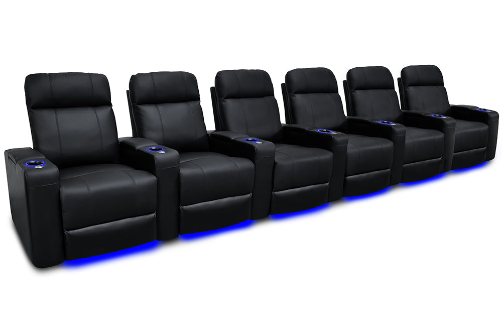 Valencia Piacenza Home Cinema Seating Row of 6 Black