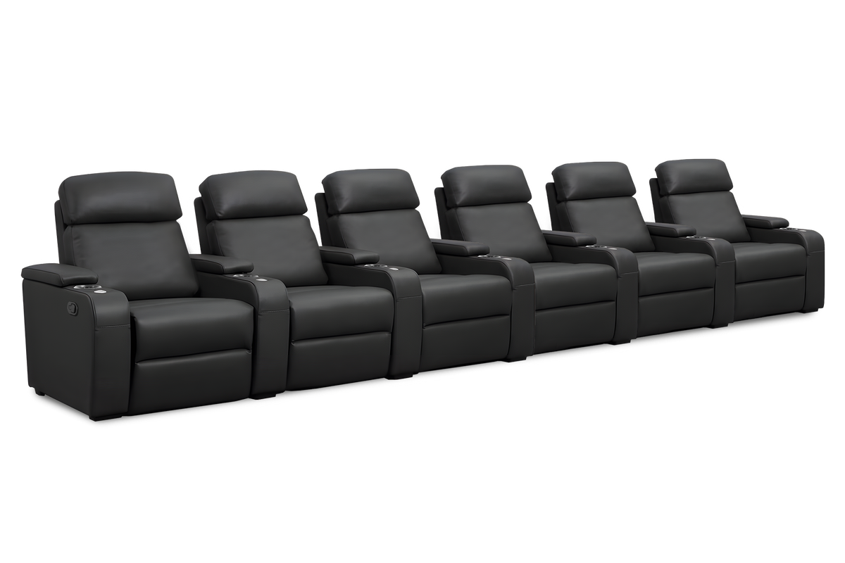 Valencia Bellagio Home Cinema Seating Manual Recliner Row of 6, Black