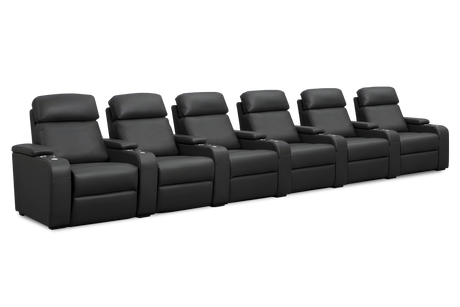 Valencia Bellagio Home Cinema Seating Power Recliner Row of 6, Black