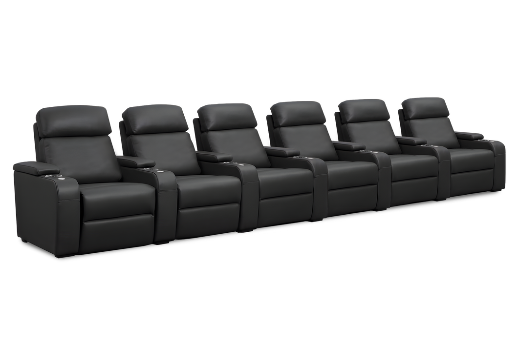 Valencia Bellagio Home Cinema Seating Power Recliner Row of 6, Black