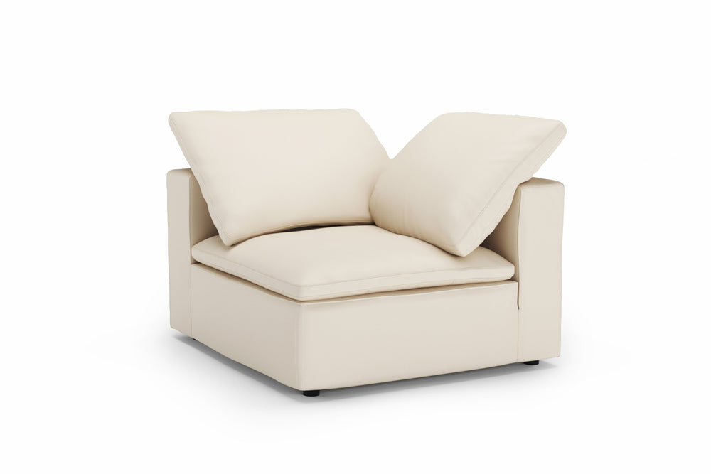 Valencia Claire Full-Aniline Leather Three Seats with 2 Ottomans Cloud Feel Sofa, Beige