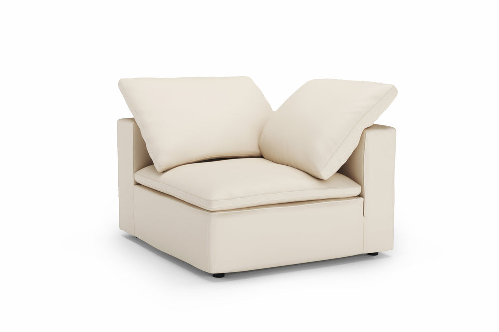 Valencia Claire Full-Aniline Leather Three Seats with 3 Ottomans Cloud Feel Sofa, Beige