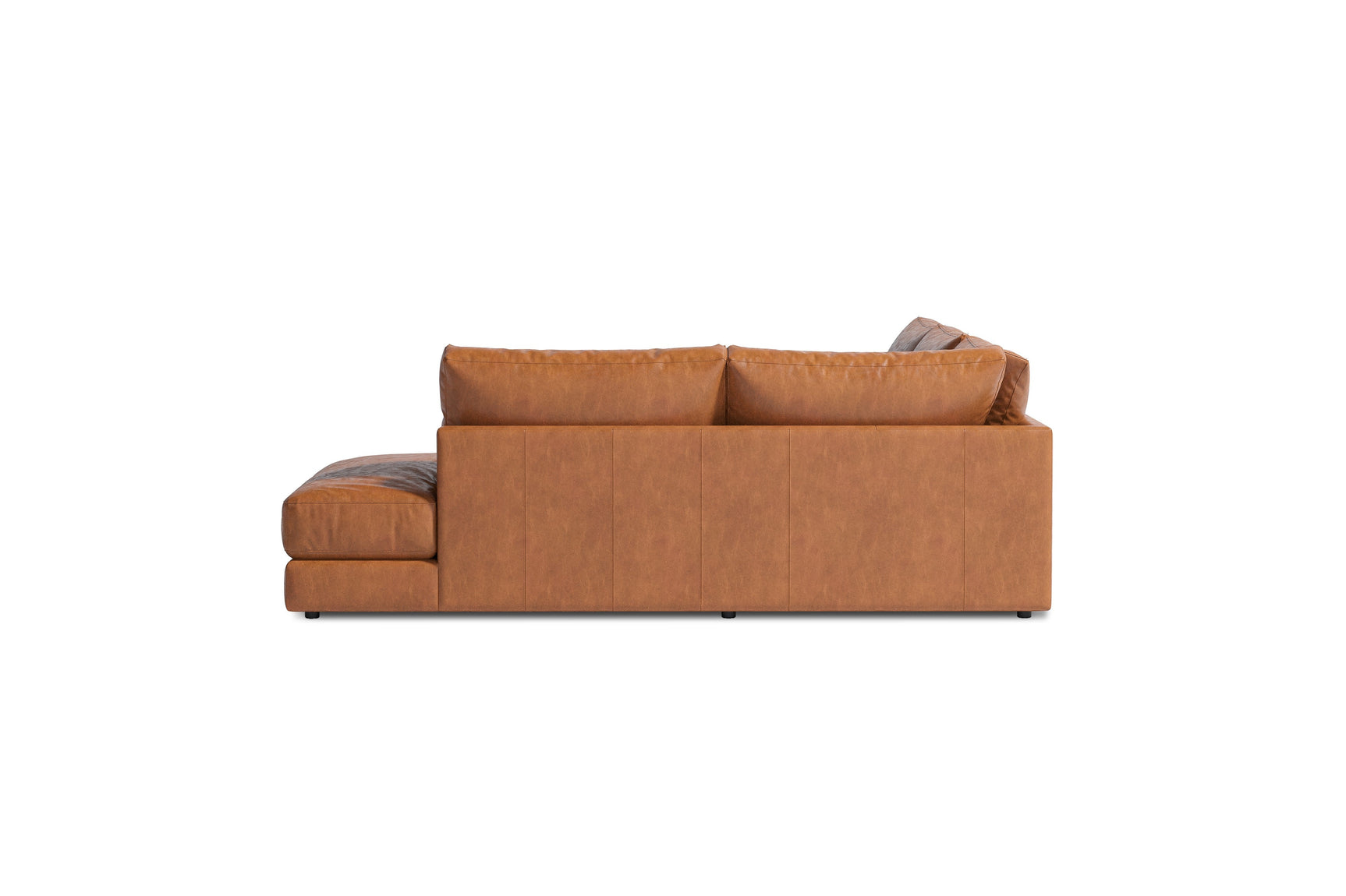 Valencia Serena Leather L-shape with Right Chaise Sectional Sofa, Cognac