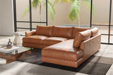 Valencia Serena Leather L-shape with Right Chaise Sectional Sofa, Cognac