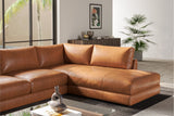 Valencia Serena Leather L-shape with Right Chaise Sectional Sofa, Cognac