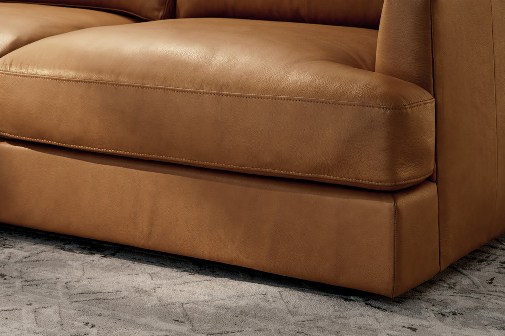 Valencia Serena Leather L-shape with Left Chaise Sectional Sofa, Cognac