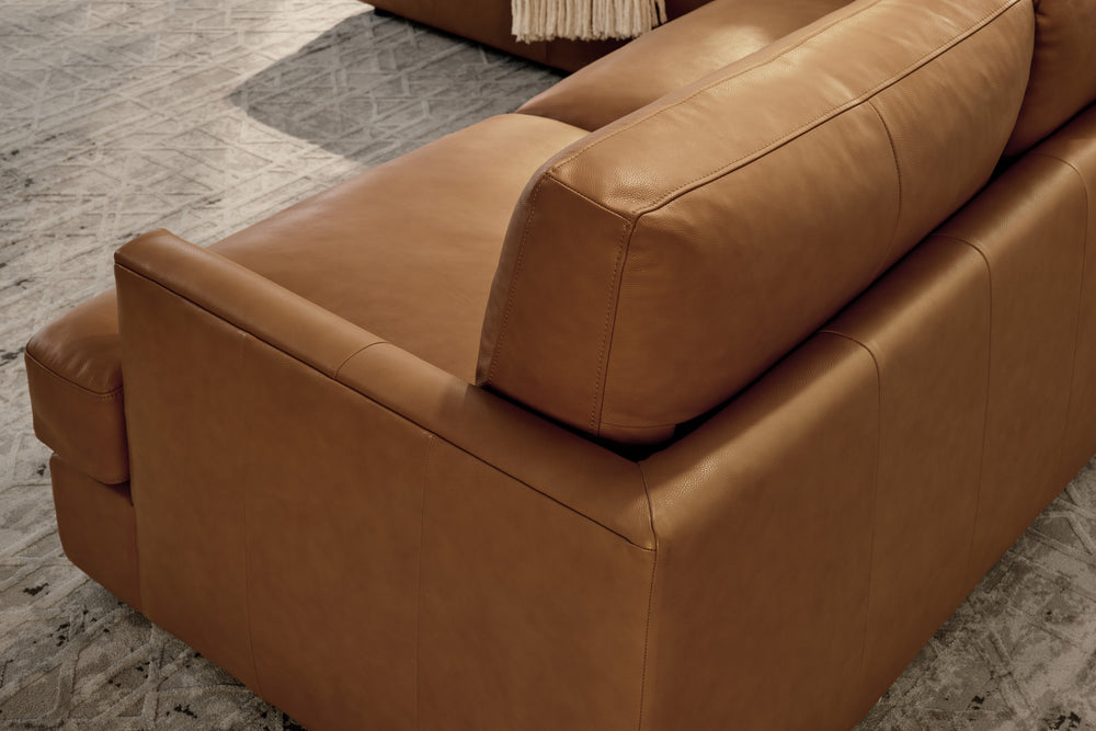 Valencia Serena Leather L-shape with Left Chaise Sectional Sofa, Cognac