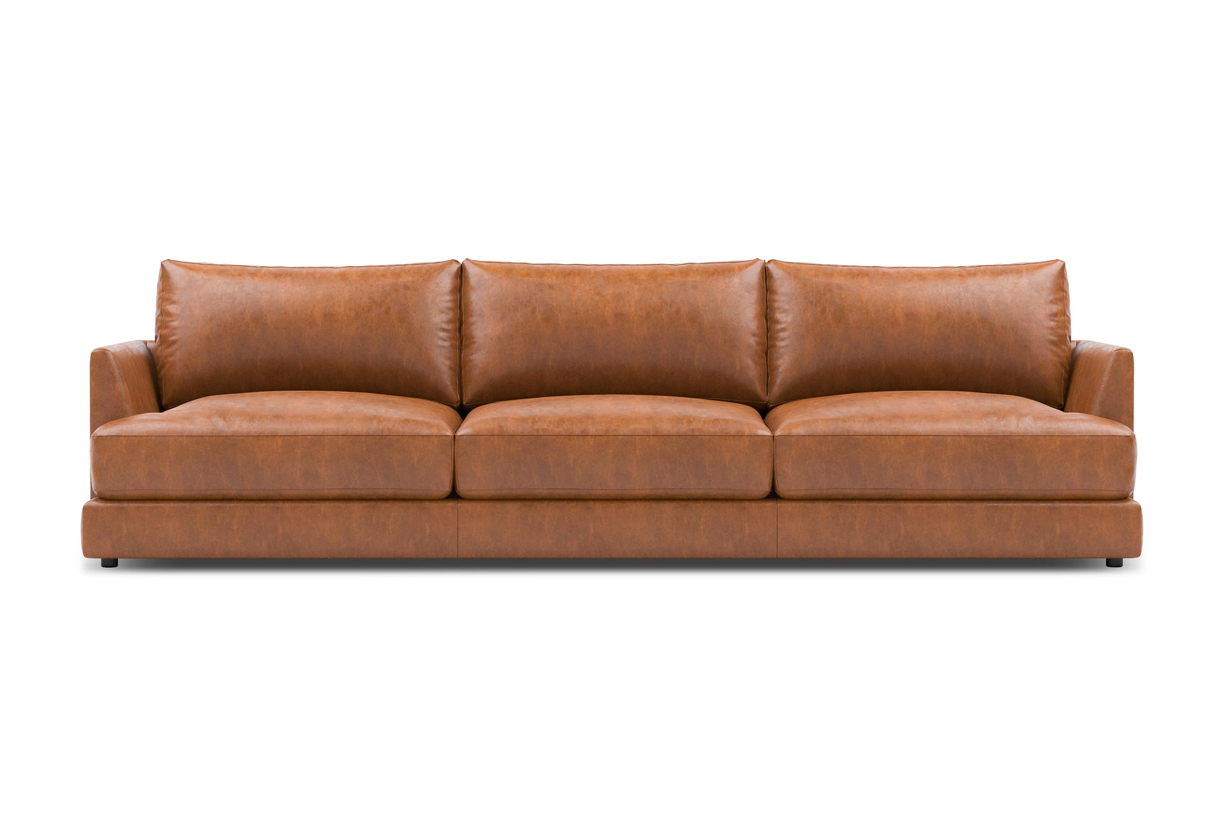 Valencia Serena Leather Three Seats Sectional Sofa, Cognac