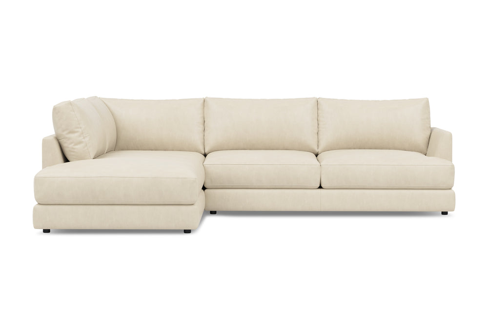 Valencia Serena Leather L-shape with Left Chaise Sectional Sofa, Beige