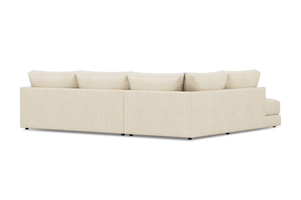 Valencia Serena Leather L-shape with Left Chaise Sectional Sofa, Beige