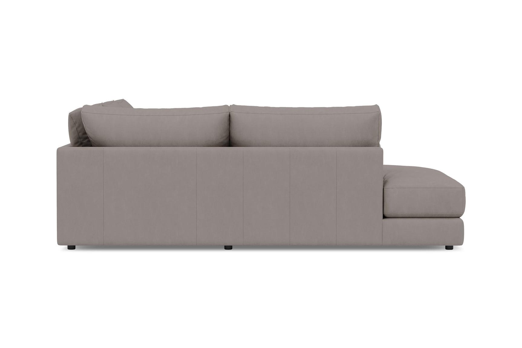 Valencia Serena Leather L-shape with Left Chaise Sectional Sofa, Light Grey