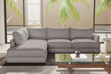 Valencia Serena Leather L-shape with Left Chaise Sectional Sofa, Light Grey