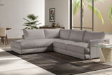 Valencia Serena Leather L-shape with Left Chaise Sectional Sofa, Light Grey