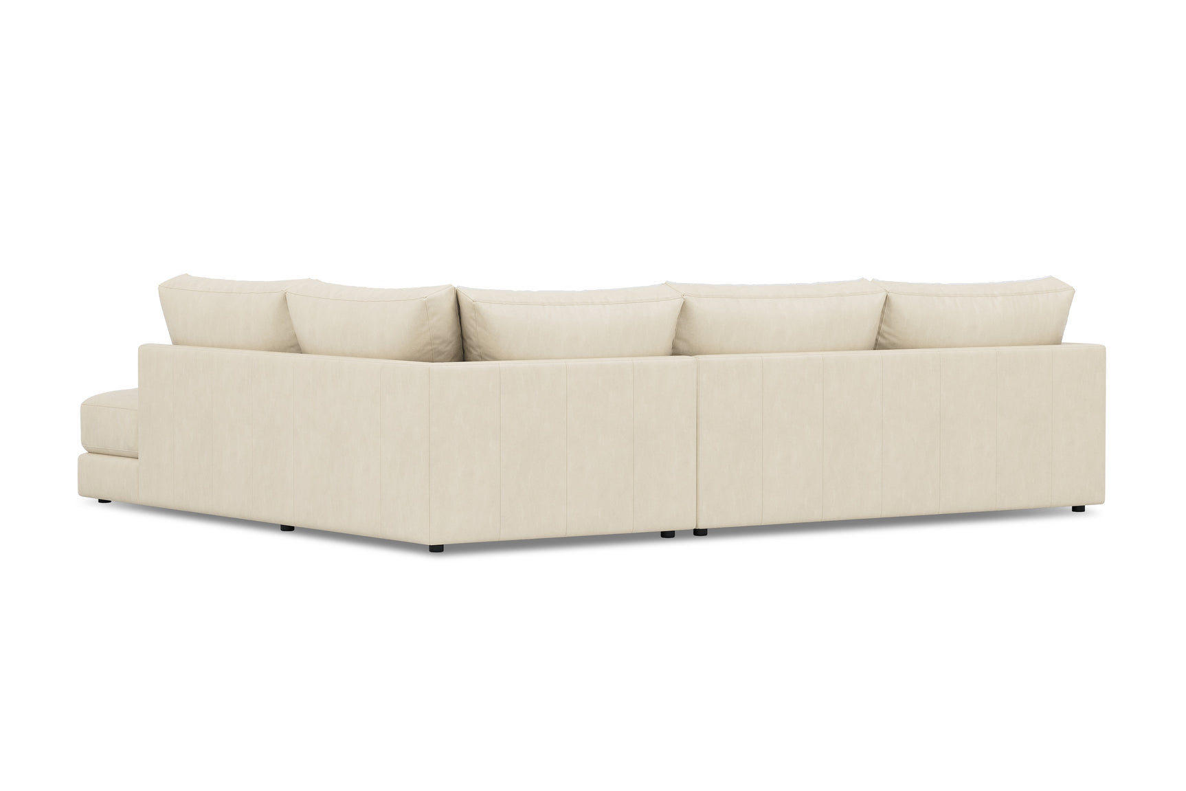 Valencia Serena Leather L-shape with Right Chaise Sectional Sofa, Beige
