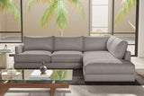 Valencia Serena Leather L-shape with Right Chaise Sectional Sofa, Light Grey