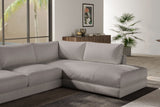Valencia Serena Leather L-shape with Right Chaise Sectional Sofa, Light Grey