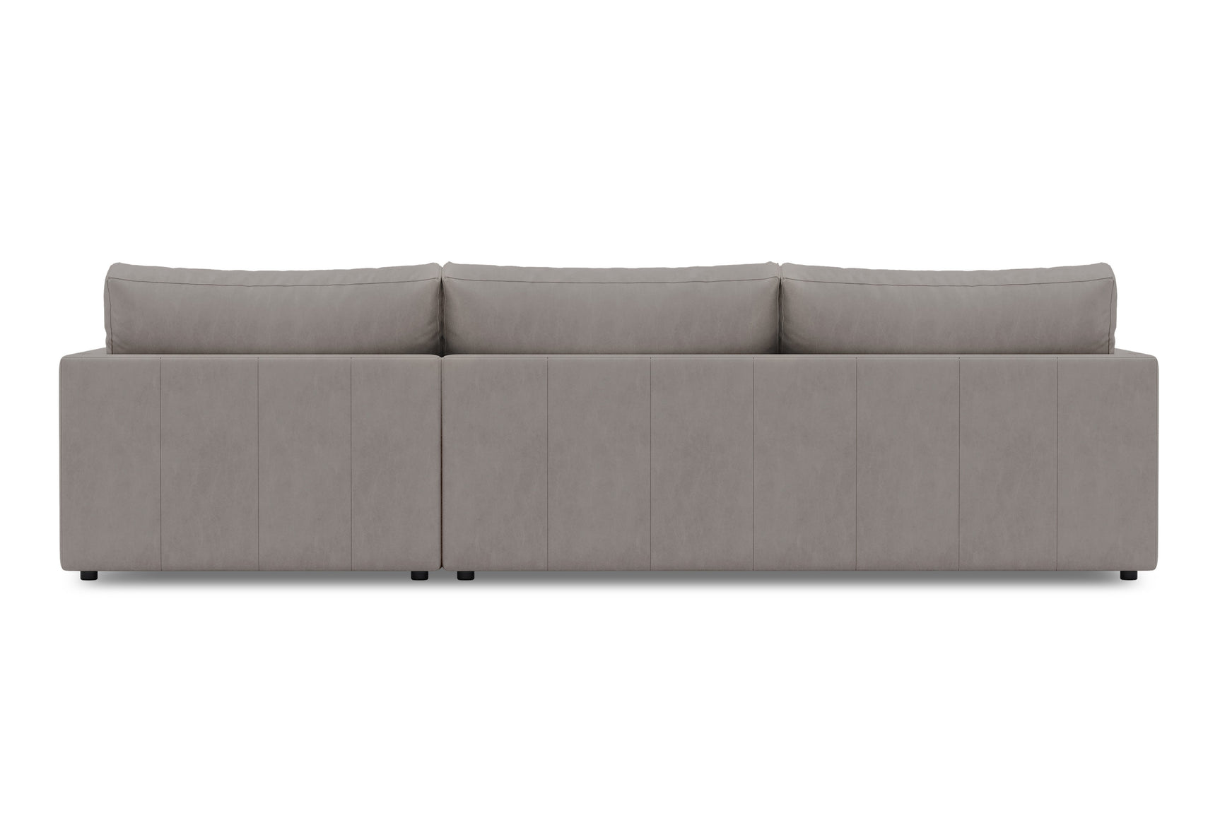 Valencia Serena Leather Three Seats with Right Chaise Sectional Sofa, Light Grey
