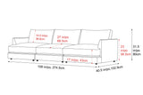 Valencia Serena Leather Three Seats Sectional Sofa, Cognac