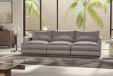 Valencia Serena Leather Three Seats Sectional Sofa, Light Grey