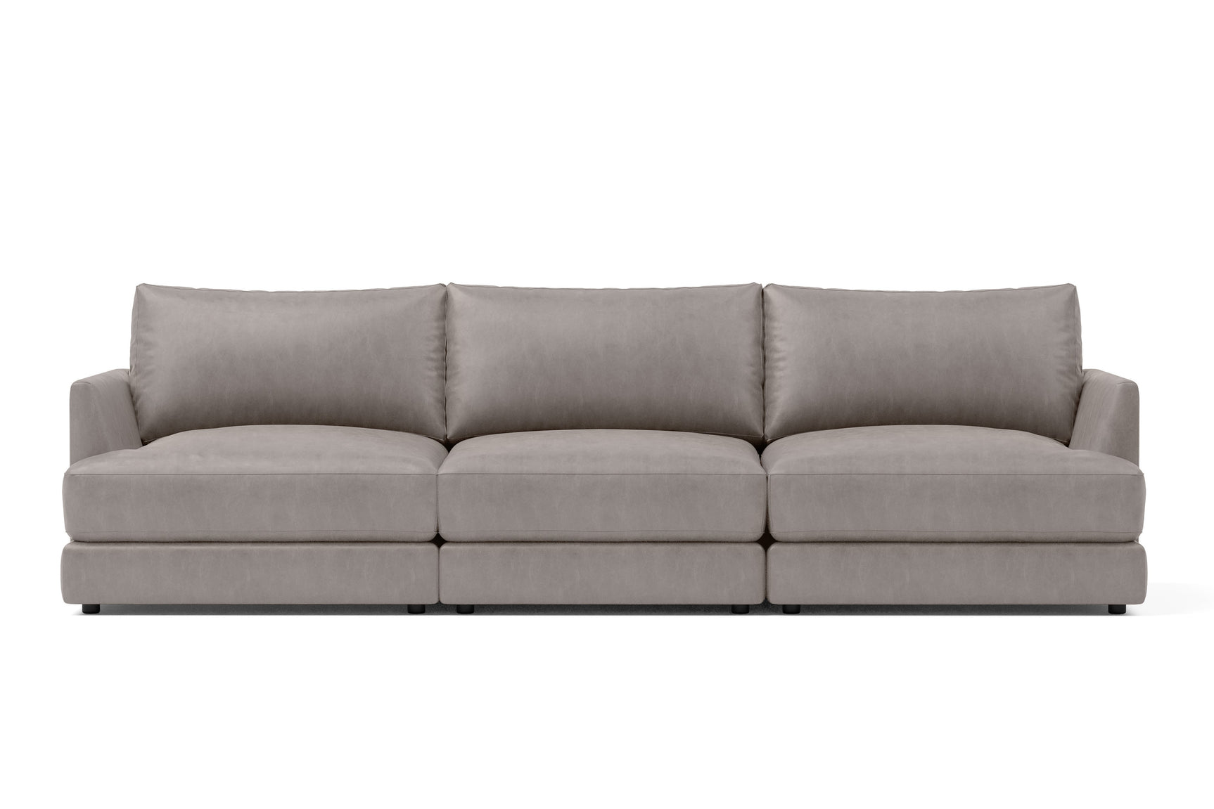 Valencia Serena Leather Three Seats Sectional Sofa, Light Grey