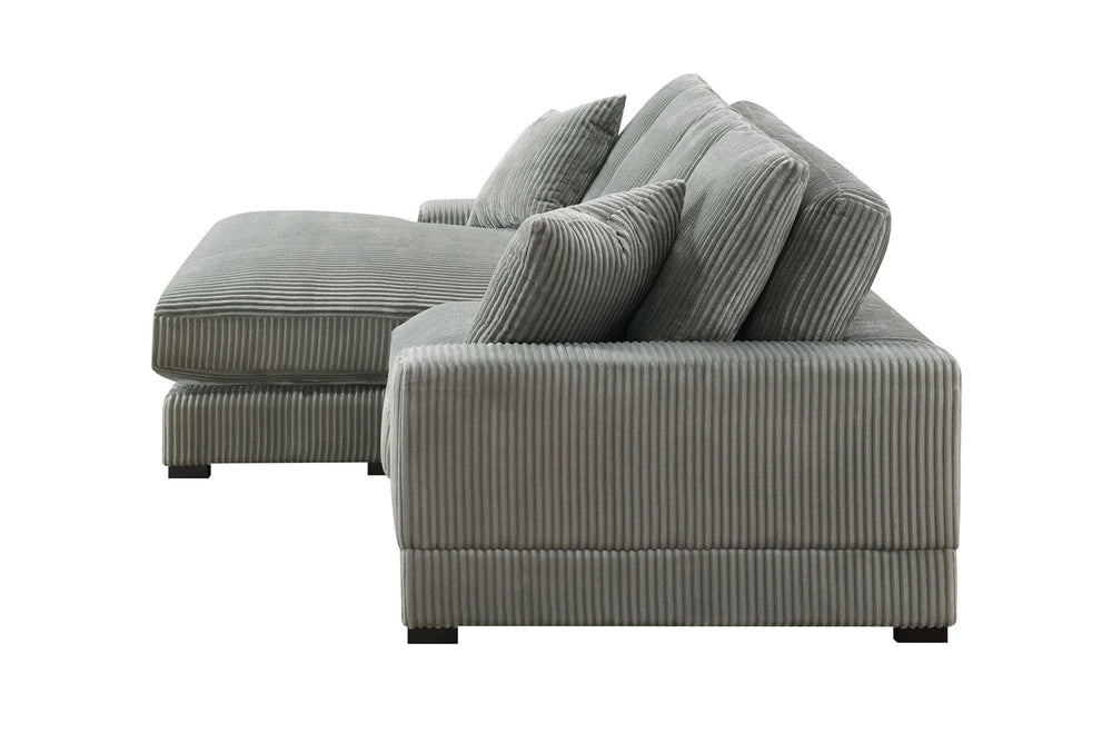 Valencia Simona Fabric Loveseat with Left Chaise Sectional Sofa, Grey