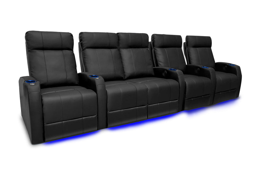 Valencia Syracuse Home Cinema Seating Row of 5 Loveseat Center Black