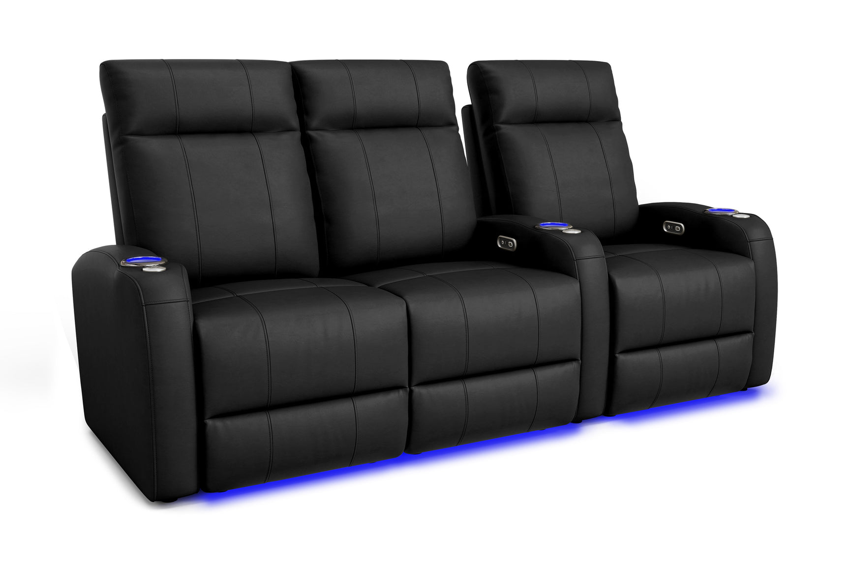 Valencia Syracuse Home Cinema Seating Row of 3 Loveseat Left Black