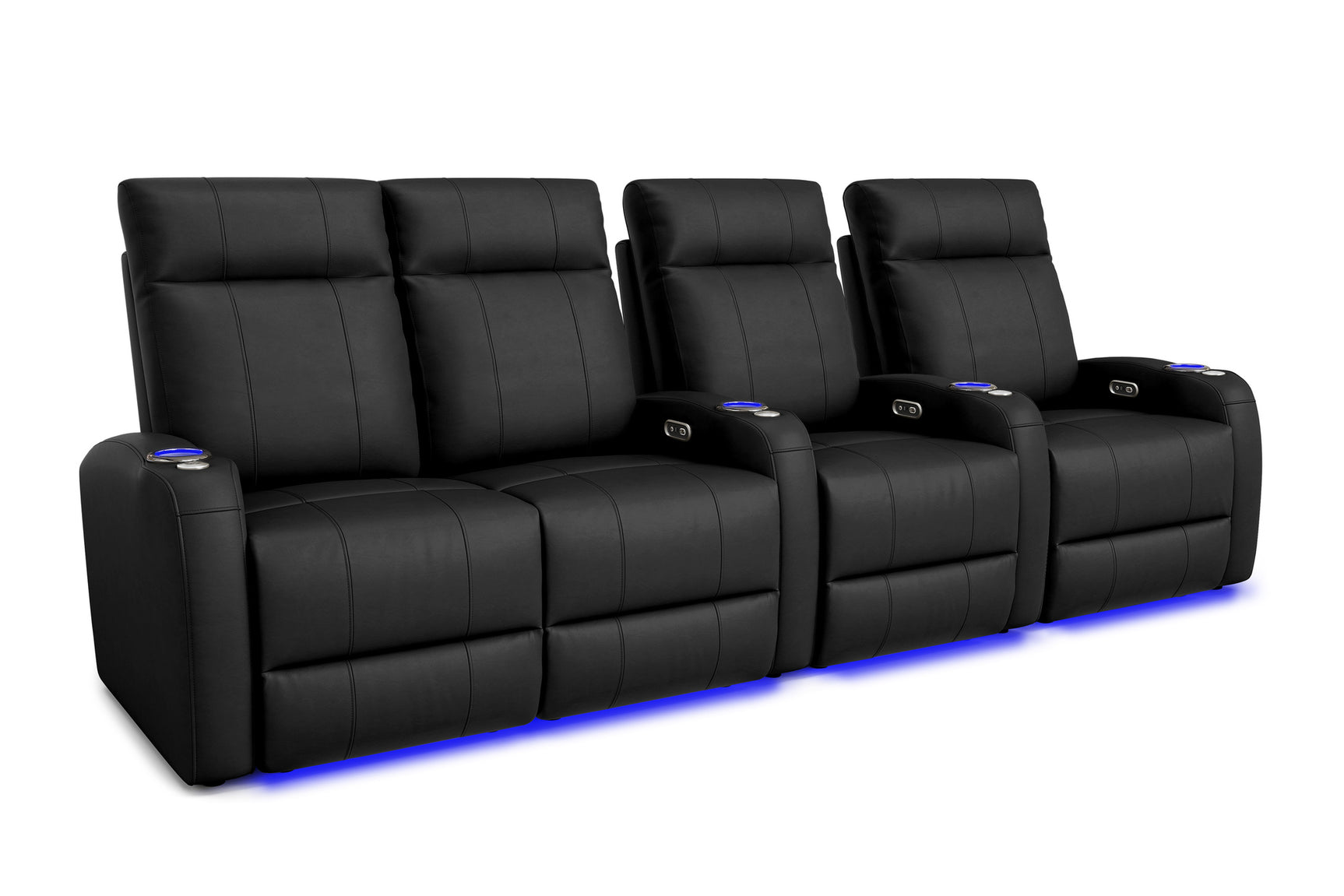 Valencia Syracuse Home Cinema Seating Row of 4 Loveseat Left Black