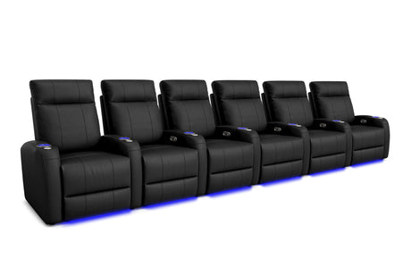 Valencia Syracuse Home Cinema Seating Row of 6 Black