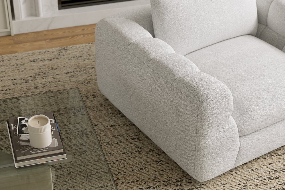 Valencia Taylor Boucle Fabric Accent Chair, Pearl