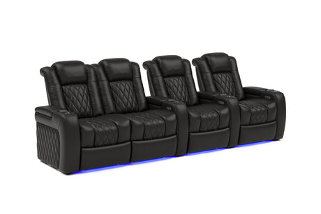 Valencia Tuscany Home Cinema Seating Row of 4 Loveseat Left Black