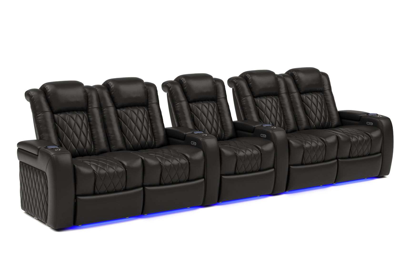 Valencia Tuscany Home Cinema Seating Row of 5 Double Loveseat Black