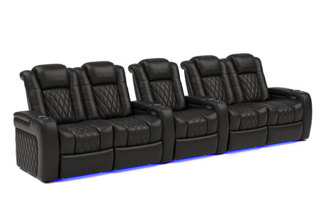 Valencia Tuscany Home Cinema Seating Row of 5 Double Loveseat Black