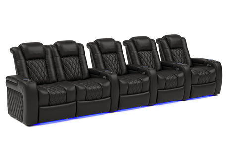 Valencia Tuscany Home Cinema Seating Row of 5 Loveseat Left Black
