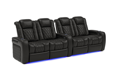 Valencia Tuscany Home Cinema Seating Row of 4 Double Loveseat Black