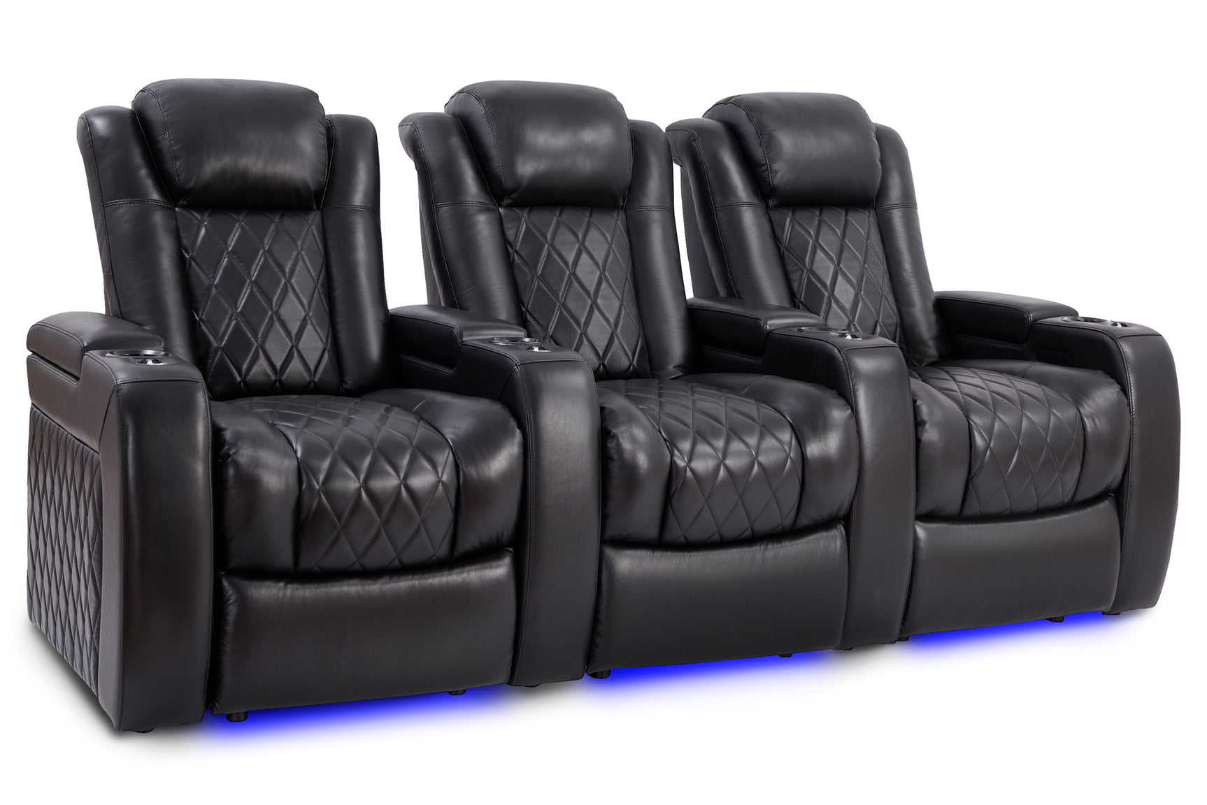 Valencia Tuscany Slim Home Theater Seating Row of 3 Midnight Black