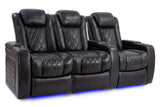 Valencia Tuscany Slim Home Theater Seating Row of 3 Loveseat Left Midnight Black