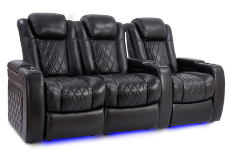 Valencia Tuscany Slim Home Theater Seating Row of 3 Loveseat Left Midnight Black