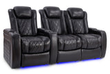 Valencia Tuscany Slim Home Theater Seating Row of 3 Loveseat Right Midnight Black
