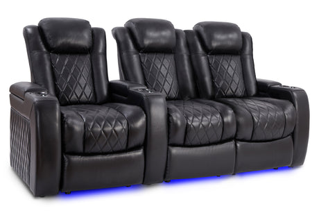 Valencia Tuscany Slim Home Theater Seating Row of 3 Loveseat Right Midnight Black