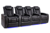 Valencia Tuscany Slim Home Theater Seating Row of 4 Midnight Black